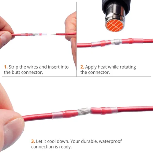 Miniatura 7 de Wirefy 150 conectores de alambre para sello de soldadura, conectores a tope de soldadura termorretráctiles, mangas de soldadura impermeables