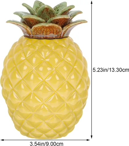 Miniatura 2 de BESTonZON Bote de té con forma de piña de 5.23 pulgadas de cerámica hermética para almacenamiento de té, tarro organizador para café suelto, azúcar