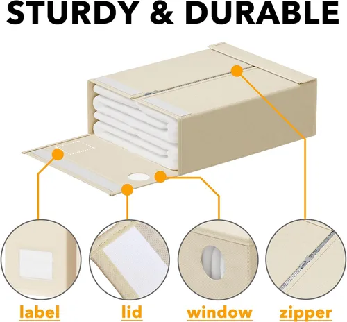 Miniatura 6 de SpaceAid Paquete de 5 Organizadores y Almacenamiento de Sábanas de Cama, Organizador de Sábanas Plegable para Armario de Ropa Blanca, Carpeta