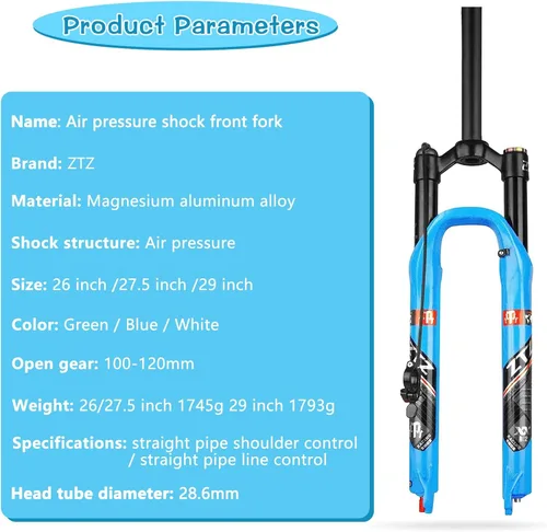 Miniatura 4 de MTB Air Suspension Fork，Fit for 26/27.5/29 inch Mountain Bike, 120mm Travel, Rebound Adjust, QR 9mm, Manual/Remote Lockout, XC/AM Mountain Bike