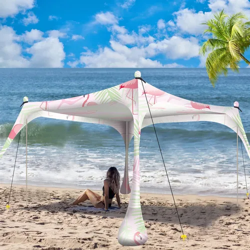 Miniatura 15 de Buheco - Tienda de campaña de playa, toldo desplegable de 7 x 7.5 pies, refugio solar UPF50+ con 4 postes plegables, bolsa de transporte portátil