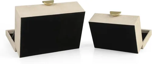 Miniatura 9 de HofferRuffer Joyeros de Cuero Sintético, Cajas Decorativas Organizador de Accesorios de Almacenamiento con Decoración de Herrajes Dorados, Juego