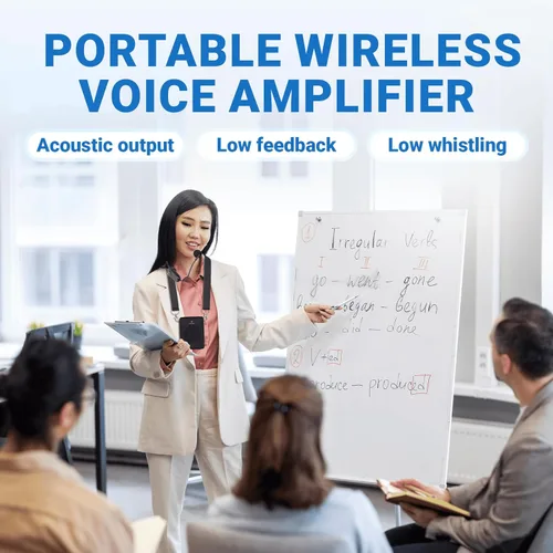 Miniatura 5 de Amplificador de Voz con Micrófono Inalámbrico y Auriculares, Micrófono Ultra Portátil de Sonido Original y Altavoz, Megafono de 15W con Micrófono