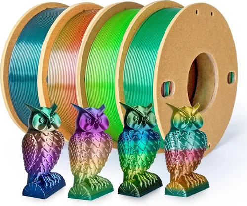 Miniatura 19 de Filamento de seda PLA para impresora 3D Filamento de seda PLA de triple color 1.75mm Filamento para impresión 3D Compatible con la mayoría de Tri