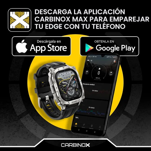 Miniatura 8 de CARBINOX Edge Smart Watch resistente, 1.96 ″ AMOLED, acero inoxidable, IP69K/5ATM rastreadores de fitness, doble banda GNSS, 500mAh, llamadas Negro