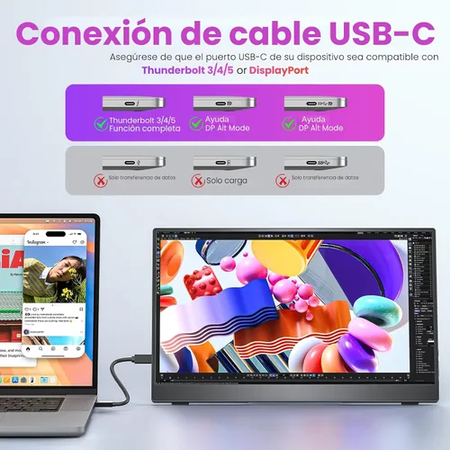 Miniatura 2 de Upperizon Monitor portátil de 15.6 pulgadas FHD 87% sRGB 60Hz IPS HDR HDMI USB-C Monitor de viaje para laptop, MacBook, PC, Surface PS5 Xbox