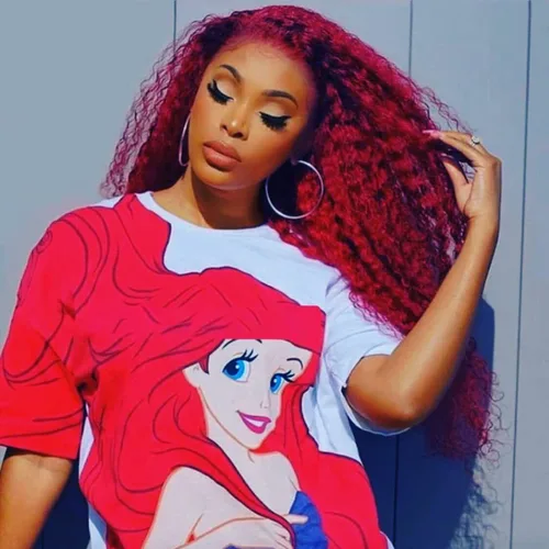 Miniatura 7 de Pelucas de encaje frontal rizadas color rojo para mujeres de raza negra, pelucas de encaje color borgoña, peluca roja oscura larga con ondas