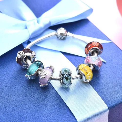 Miniatura 6 de JIAYIQI Abalorio de cristal de Murano compatible con pulseras Pandora plata de ley 925 cuentas de cristal para pulsera y collar