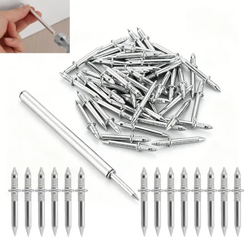 Paquete de 200 clavos para zócalo, montaje en pared, doble cabezal, zócalos, tornillos invisibles para zócalo para instalación de zócalos, escalones