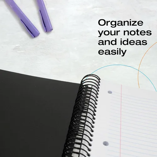 Miniatura 2 de Confetti Cuaderno de espiral – 4 separadores extraíbles, cubierta a prueba de derrames, banda elástica de cierre, bolsillo de almacenamiento – Bloc