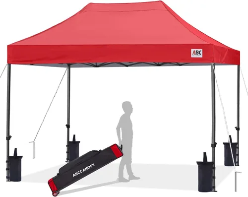 Miniatura 49 de Abccanopy - Carpa de toldo para tienda de campaña comercial instantánea con bolsa de transporte con ruedas, 4 bolsas de arena, Blanco