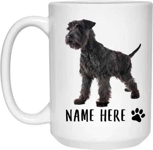Schnauzer miniatura con nombre personalizado, regalos de pie negro para mujeres y hombres, taza de café con texto personalizado, taza de cerámica de
