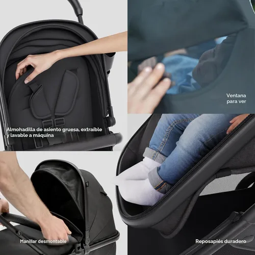 Miniatura 9 de Mompush Wiz - Cochecito de bebé 2 en 1 con modo Pramette para bebé, convertible plegable con una sola mano, para recién nacidos a niños pequeños