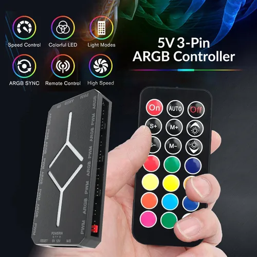 Miniatura 2 de Dracaena.io Enfriador de CPU AIO de 4.724 in, control remoto ARGB, ventilador PWM ARGB silencioso, bomba de rodamiento hidráulico y radiador