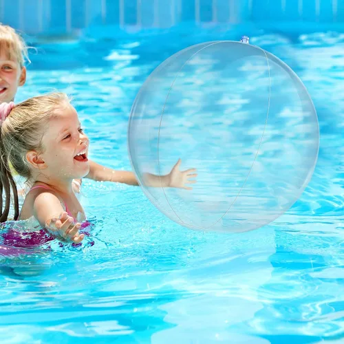 Miniatura 6 de Zhanmai 6 bolas inflables transparentes de playa de 16 pulgadas transparentes para piscina, globos flotantes para decoración de fiestas bajo el mar