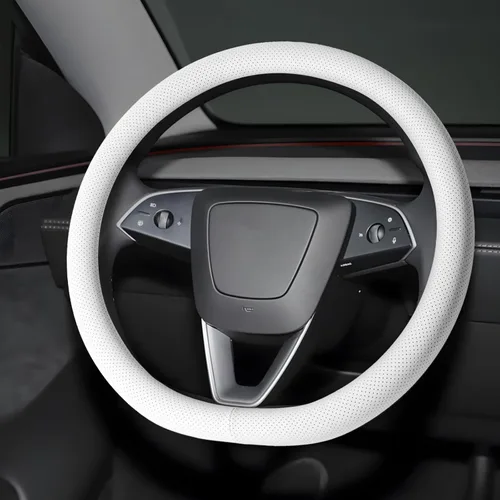 Miniatura 8 de Funda universal de cuero de microfibra para volante de 14.5 a 15 pulgadas, fácil de instalar, antideslizante, transpirable, protector de volante