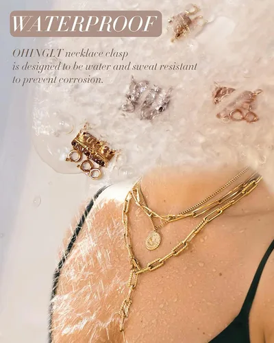 Miniatura 4 de OHINGLT Collar de la suerte separador de cierre para apilable, chapado en oro de 14 quilates y plata, múltiples cierres de collar para mujer Triple