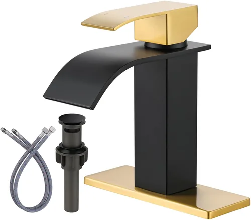 Miniatura 9 de Grifo de Baño de Bronce Frotado con Aceite: Grifo con Caño de Cascada ARCORA para Lavabo de Baño, Grifo Mezclador de Una Sola Manija, Grifo