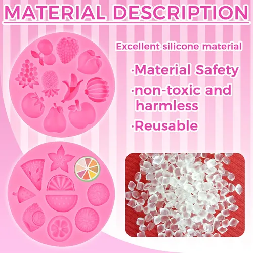 Miniatura 5 de Juego de 2 moldes de silicona para frutas, molde pequeño para decoración de pasteles, chocolate, dulces, resina, arcilla, mini molde de sandía