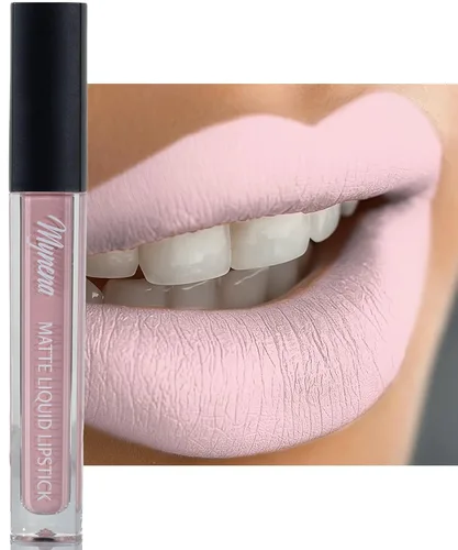 Miniatura 14 de Mynena Lápiz labial líquido mate rosa claro fresco Comodidad duradera A prueba de manchas resistente a transferencias Cobertura completa que