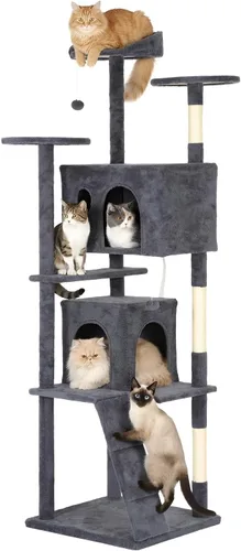 Miniatura 25 de PayLessHere Árbol para Gatos de 54 Pulgadas Torre para Gatos con Poste Rascador para Gatos, Soporte de Condominio para Gatos de Múltiples Niveles
