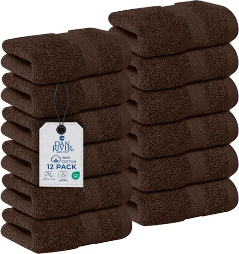 Miniatura 11 de DAN RIVER Paquete de 12 toallas faciales 100% algodón de alta calidad para baño, paños reutilizables para ducharse, 12 x 12 pulgadas, paños de lujo