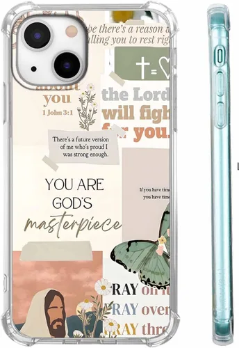 Miniatura 22 de Funda para Celular con Versículos de la Biblia, Colocación de Citas Cristianas de Jesús, Diseño Collage, Funda Protectora Suave de TPU de Moda