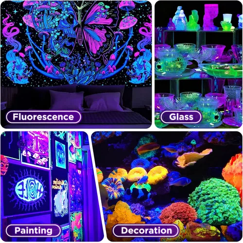 Miniatura 5 de Luz negra UV de 150 W, paquete de 2 potentes lámparas LED impermeables IP66 para fiestas de neón, Halloween, decoración de Navidad y exhibiciones