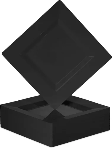 BloominGoods Platos cuadrados desechables de plástico para postre | Paquete de 50 platos cuadrados negros de 6.5 pulgadas para aperitivo/ensalada |