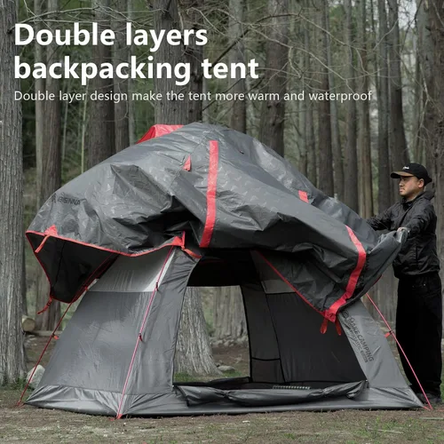 Miniatura 3 de BISINNA Tienda de campaña ligera de 3 estaciones para 2/2.5/3 personas, tienda de campaña impermeable UPF40+ con ventilación de doble capa, fácil