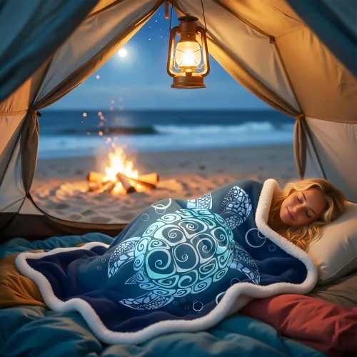 Miniatura 3 de Sleepwish - Manta de vellón de tortuga para niños, niñas y niños, de felpa suave, color teja y turquesa, sherpa, para sofá o silla, tamaño bebé