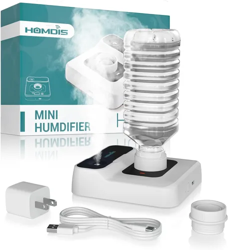 Humidificador de viaje, pequeño humidificador portátil para plantas, dormitorio, oficina, hotel o automóvil, 5000 mAh, funciona con pilas, mini