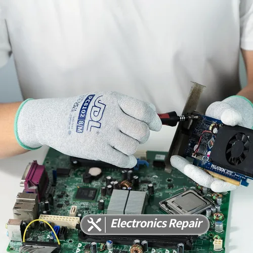 Miniatura 4 de JDL Guantes de trabajo ESD, guantes antiestáticos para construcción de PC, instalación y reparación de computadoras, guantes de fibra de carbono