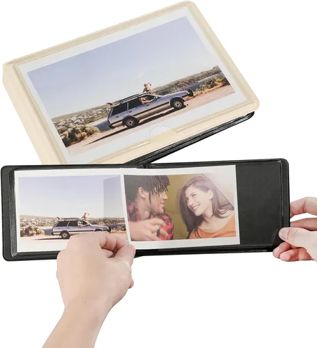 Miniatura 3 de Álbum de fotos pequeño de 4 x 6 pulgadas con capacidad para 28+1 fotografías horizontales, mini libro de fotos de capacidad con cubierta de cuero