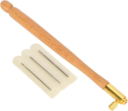 Miniatura 4 de Ganchos de madera francesa, aguja de bordado francés de ganchillo, mango con 3 agujas, juego de herramientas francesas antibordadas para bordar