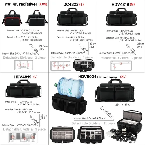 Miniatura 4 de Bolsa grande para cámara, bolsa de cubo Cine para equipo de cámara, fotógrafo, videógrafo, videógrafos, Negro, Moda