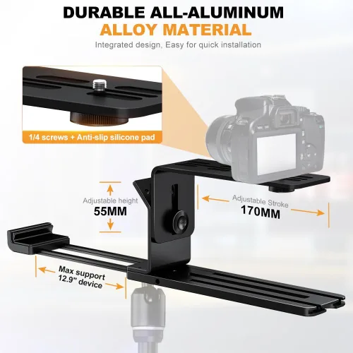 Miniatura 8 de LENSGO Teleprompter de aluminio de 14.5 pulgadas para iPad Tablet, cámaras DSLR con control remoto, aplicación compatible con iOS/Android, indicador