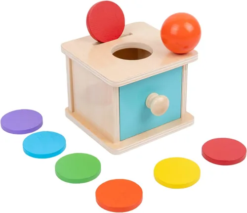 Adena Montessori Juguetes Montessori para bebés y niños pequeños Caja de Monedas para bebés de 6-12 meses, 1 año, 2 años (2 en 1, Moneda y Bola,