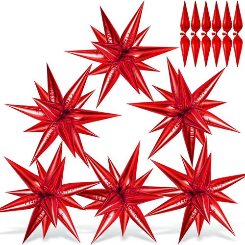 Miniatura 18 de 72 unidades de globos de estrella, grandes globos de cono de estrella metálicos de 26 pulgadas, globos de papel de aluminio de explosión colorida