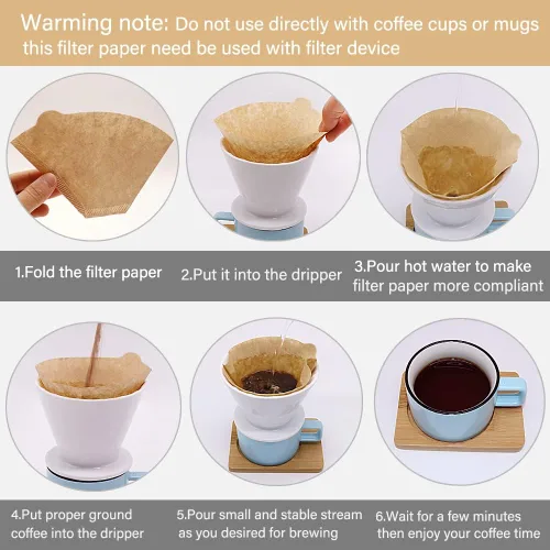 Miniatura 5 de BYKITCHEN Filtros de café en cono, juego de 200 unidades, tamaño 2, papel de cono de filtro de café, filtros de papel natural sin blanquear