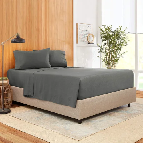 Miniatura 13 de Juego de ropa de cama de 800 hilos de 4 piezas, 100% algodón egipcio, color negro, sábana bajera ajustable de algodón de fibra larga, se adapta a
