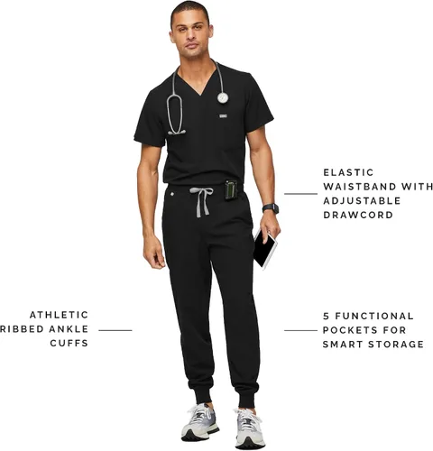 Miniatura 2 de FIGS Tansen - Pantalones deportivos para hombre, ajuste delgado, 5 bolsillos, elástico en 4 direcciones, pantalones quirúrgicos antiarrugas
