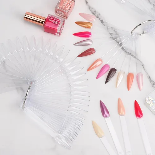 Miniatura 6 de 200 unidades de muestras de uñas transparentes con anillo y calcomanías de números, muestras de uñas de plástico para exhibición de color de esmalte