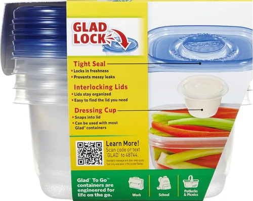 Miniatura 2 de Recipientes de almacenamiento de alimentos GladWare To Go, rectángulo mediano con capacidad para 24 onzas de alimentos, juego de 4