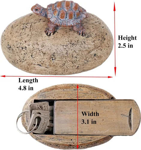 Miniatura 6 de Ocultar una llave de repuesto para exteriores, impermeable, falsa roca con llave de tortuga, caja de almacenamiento segura para exteriores