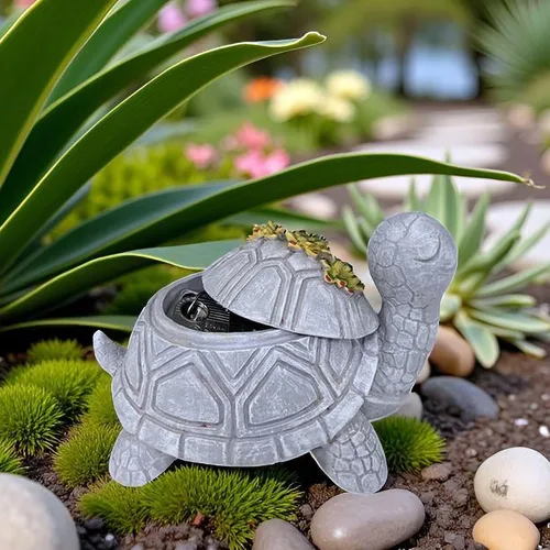 Miniatura 2 de Turtle Hide A Key Outside Cute Suculenta Turtle Key Hiders Outdoor Spare Fake Rock Ocultar Dispositivos Secretos Titular Estatua Decoración