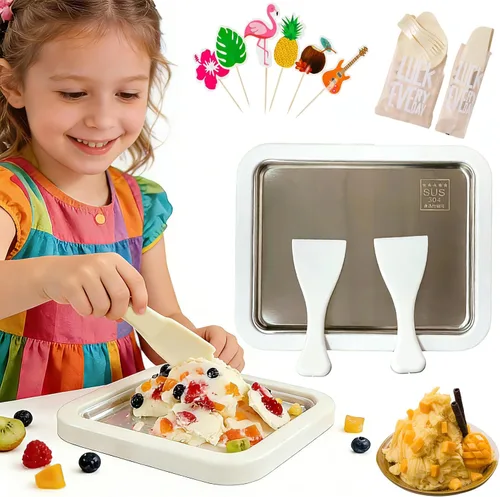 Máquina de helados enrollados, sin electricidad, kit de helado enrollado casero, rodillo de helado instantáneo de acero inoxidable 304 para niños o