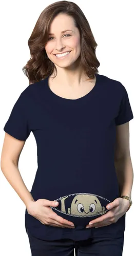 Remera para futura mamá, con diseño simpático de bebé asomándose. Remera simpática para futura mamá.