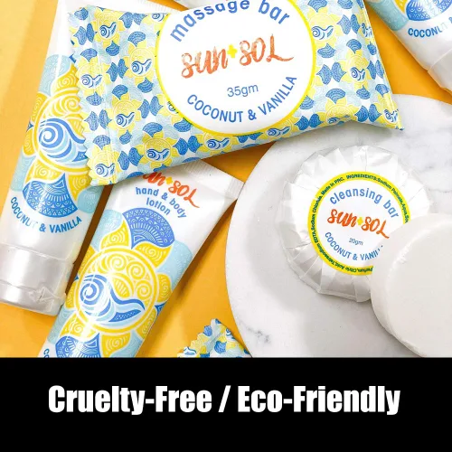 Miniatura 5 de World Amenities - Champú y acondicionador 2 en 1 de limpieza a granel Sun + Sol con fragancias cálidas de coco y vainilla, artículos de tocador