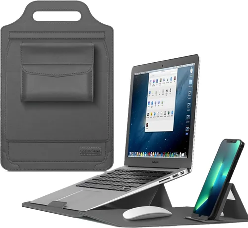 Miniatura 10 de IVY Fundas portátiles para portátiles de 13 y 14 pulgadas con bolso Soporte para computadora portátil Soporte para teléfono Bolsa de almacenamiento